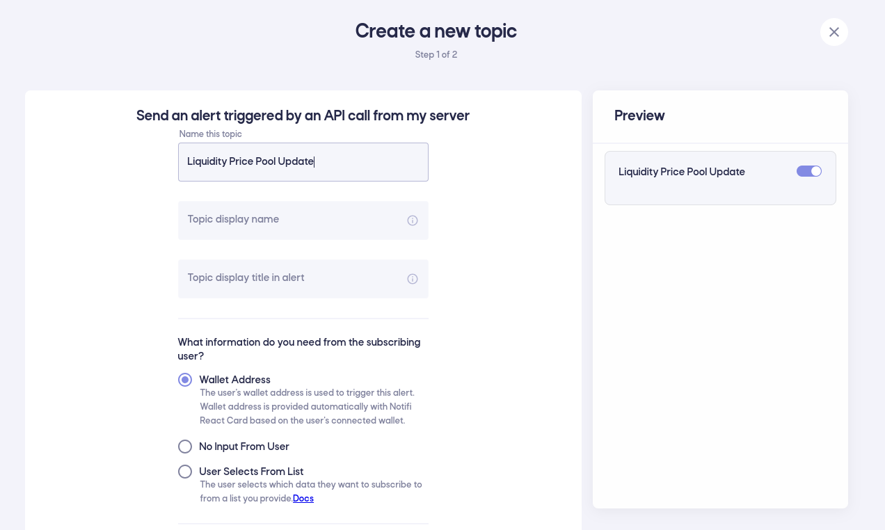 topic creation page